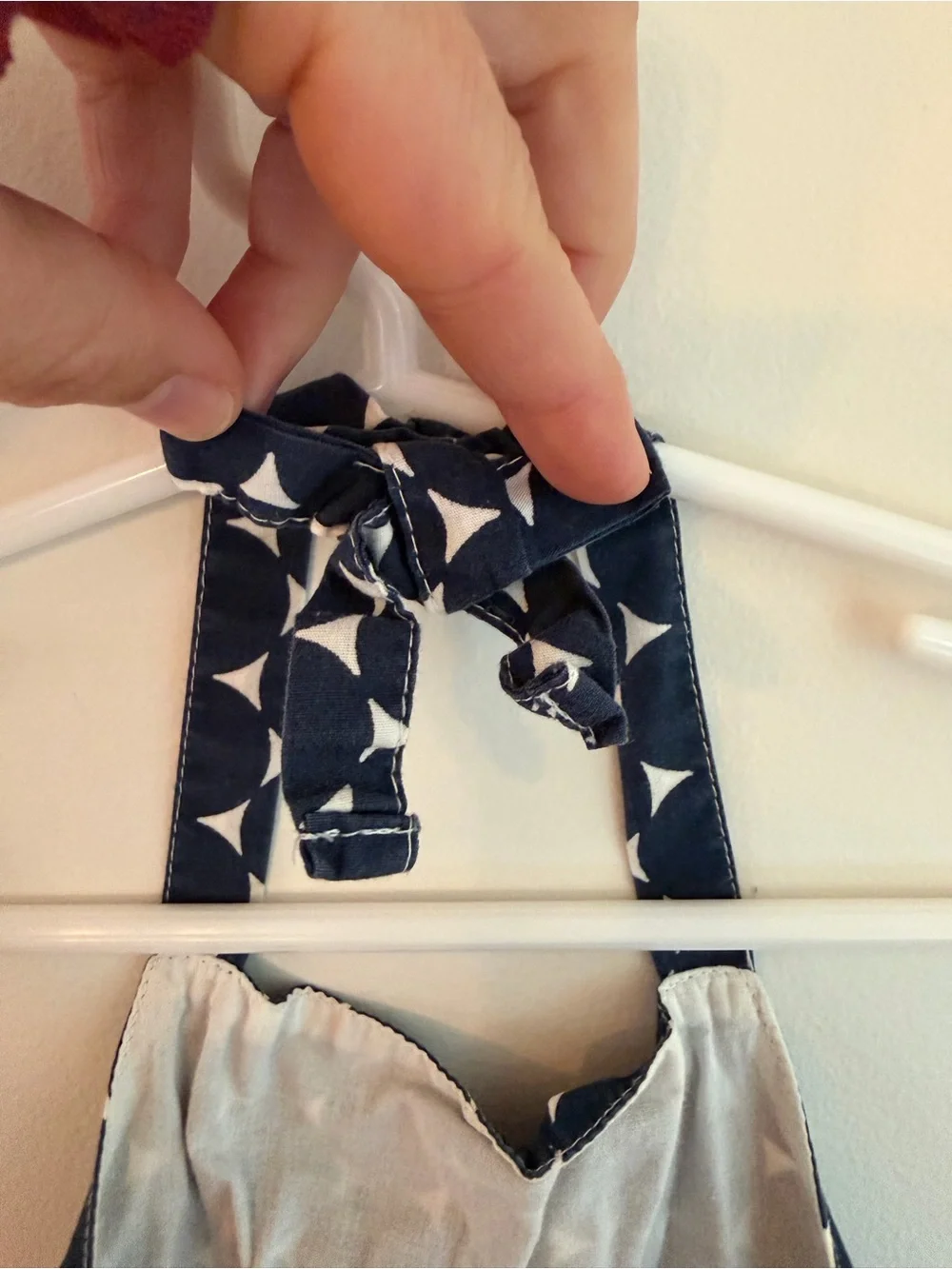 Old Navy Navy and White Geometric Halter Romper